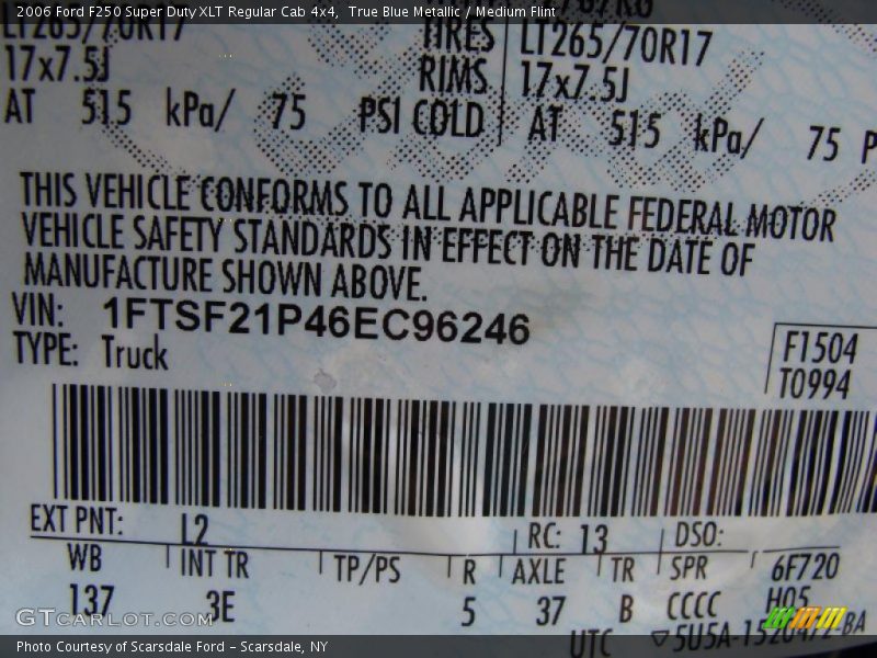 True Blue Metallic / Medium Flint 2006 Ford F250 Super Duty XLT Regular Cab 4x4