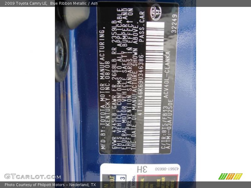 Blue Ribbon Metallic / Ash 2009 Toyota Camry LE