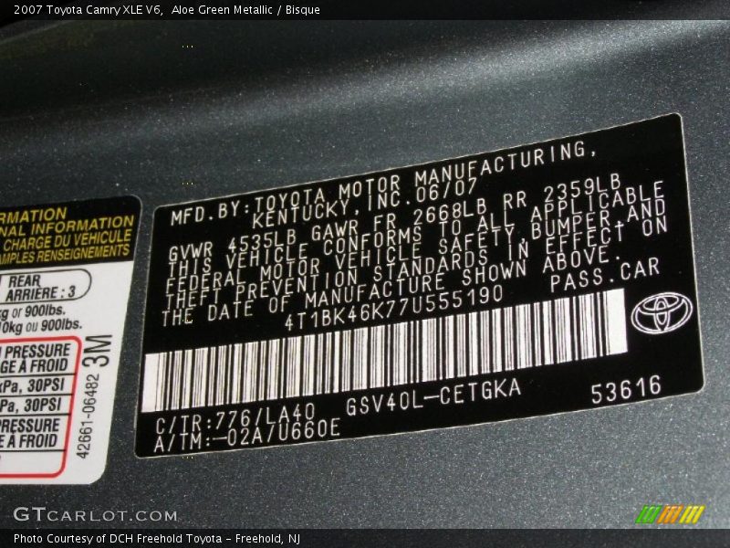 Aloe Green Metallic / Bisque 2007 Toyota Camry XLE V6