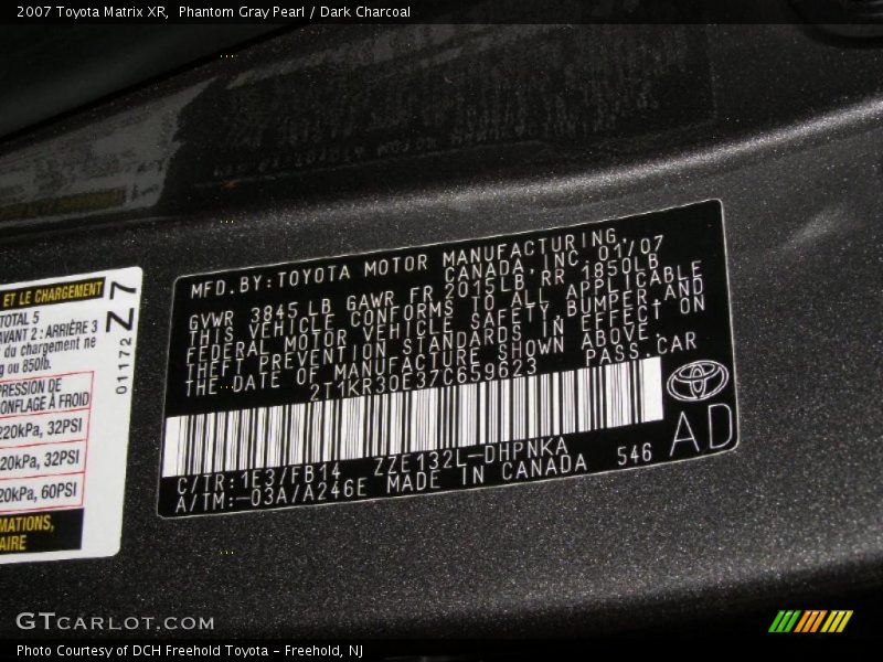 Phantom Gray Pearl / Dark Charcoal 2007 Toyota Matrix XR