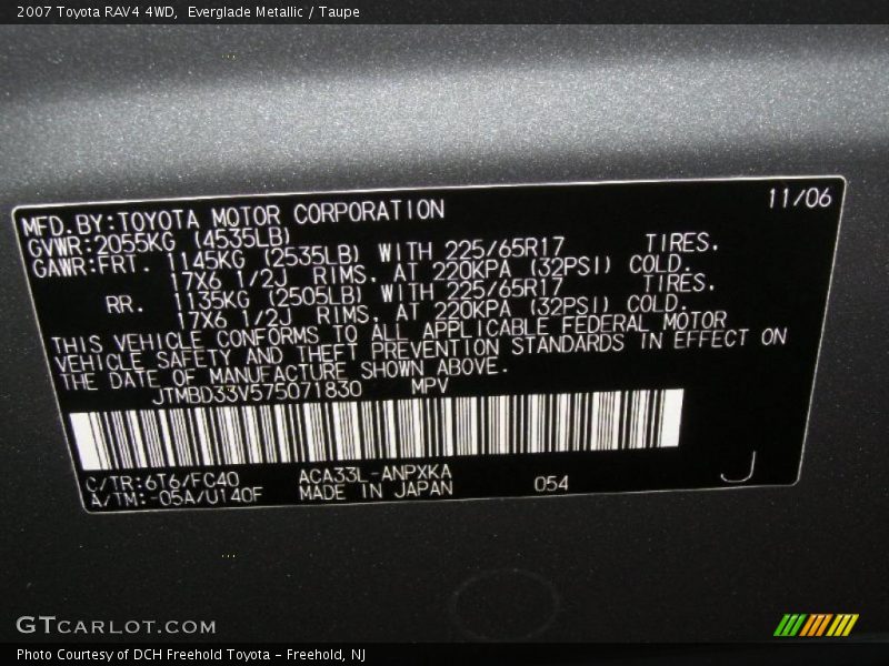Everglade Metallic / Taupe 2007 Toyota RAV4 4WD