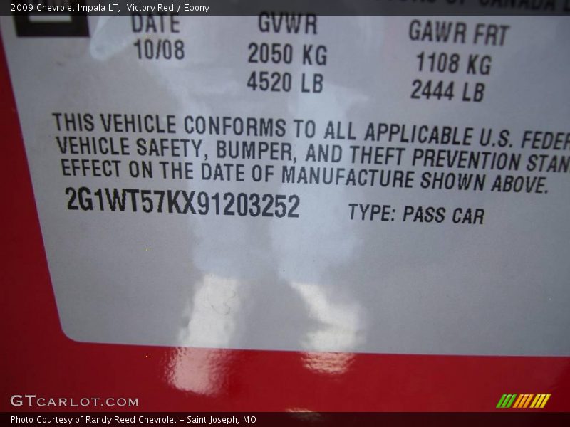Victory Red / Ebony 2009 Chevrolet Impala LT