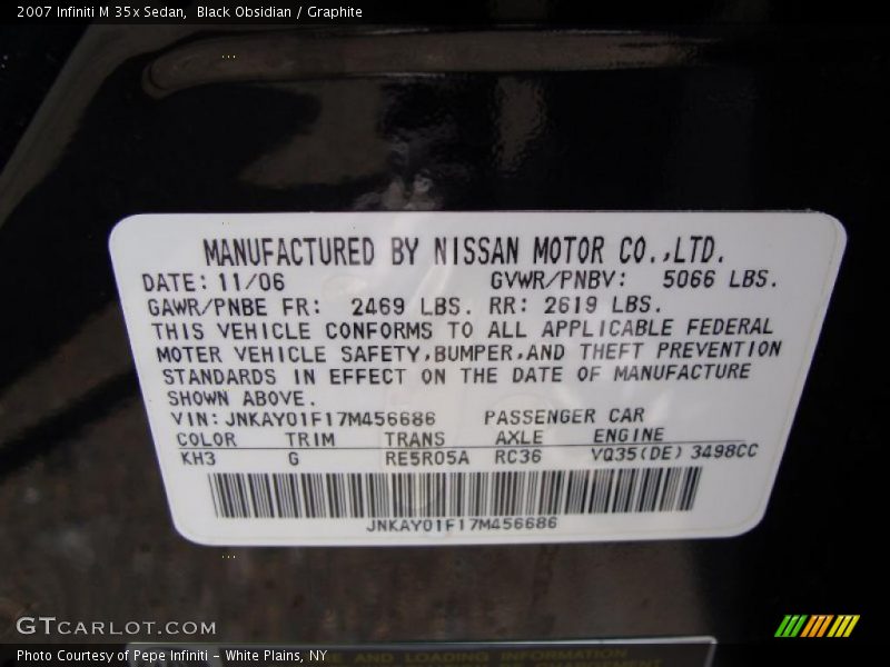 Black Obsidian / Graphite 2007 Infiniti M 35x Sedan