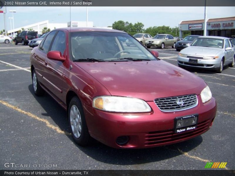 Inferno Red / Sand Beige 2002 Nissan Sentra GXE