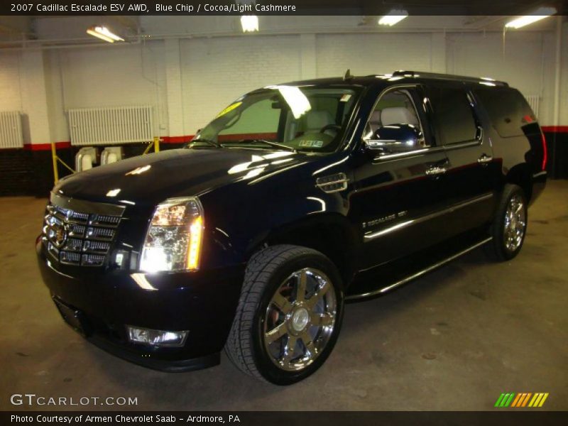 Blue Chip / Cocoa/Light Cashmere 2007 Cadillac Escalade ESV AWD