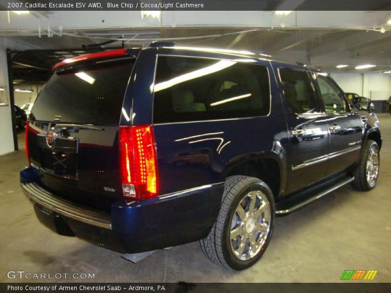 Blue Chip / Cocoa/Light Cashmere 2007 Cadillac Escalade ESV AWD