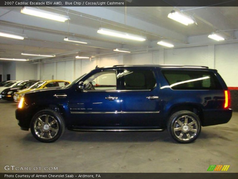Blue Chip / Cocoa/Light Cashmere 2007 Cadillac Escalade ESV AWD