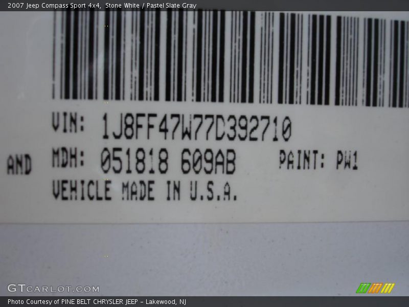 Stone White / Pastel Slate Gray 2007 Jeep Compass Sport 4x4