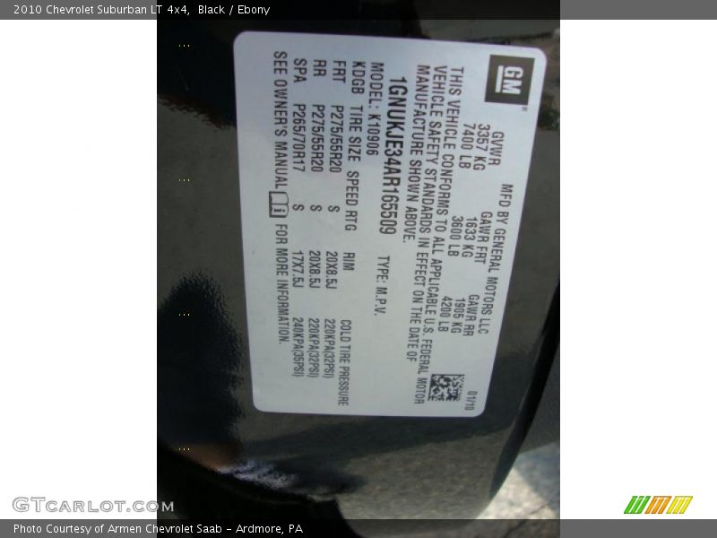 Black / Ebony 2010 Chevrolet Suburban LT 4x4