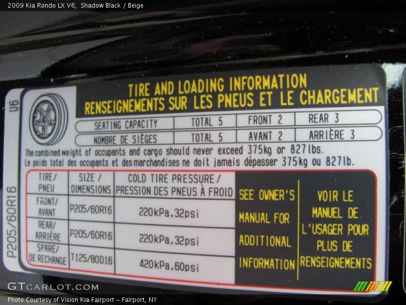 Shadow Black / Beige 2009 Kia Rondo LX V6