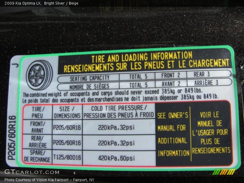 Bright Silver / Beige 2009 Kia Optima LX