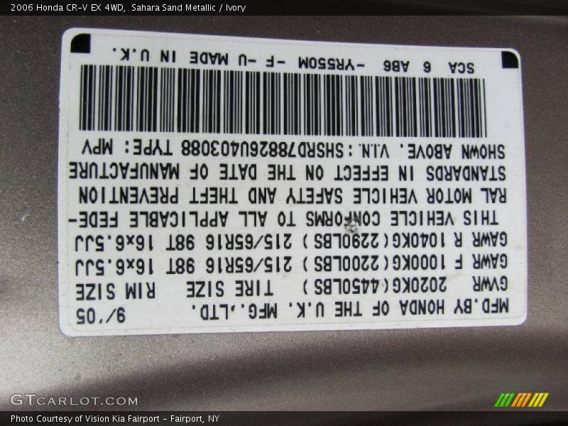 Sahara Sand Metallic / Ivory 2006 Honda CR-V EX 4WD