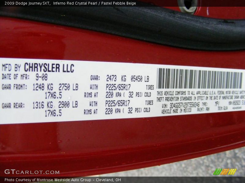 Inferno Red Crystal Pearl / Pastel Pebble Beige 2009 Dodge Journey SXT