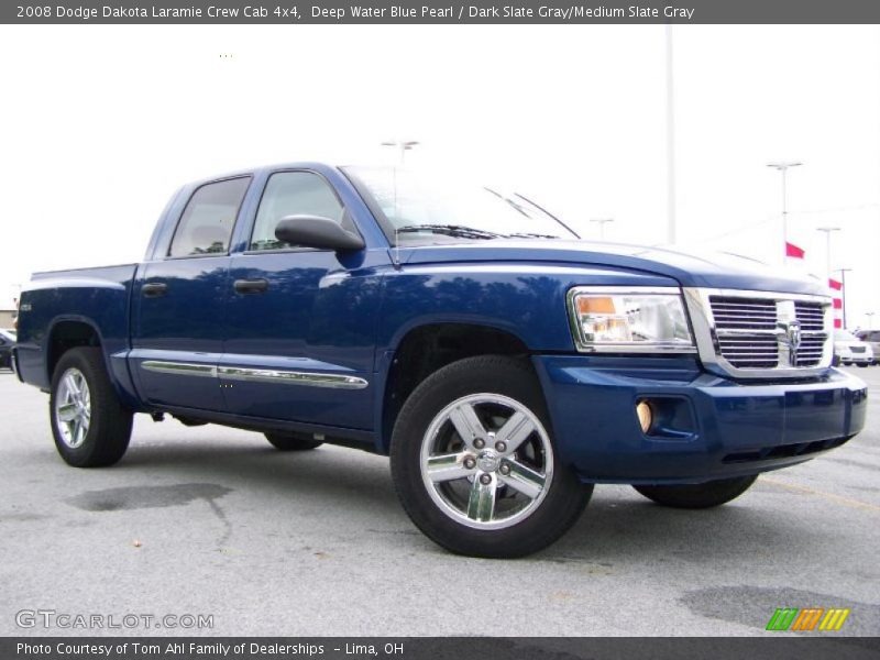 Deep Water Blue Pearl / Dark Slate Gray/Medium Slate Gray 2008 Dodge Dakota Laramie Crew Cab 4x4