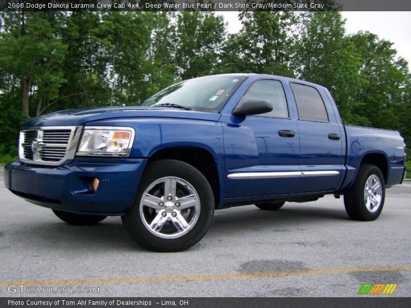 Deep Water Blue Pearl / Dark Slate Gray/Medium Slate Gray 2008 Dodge Dakota Laramie Crew Cab 4x4