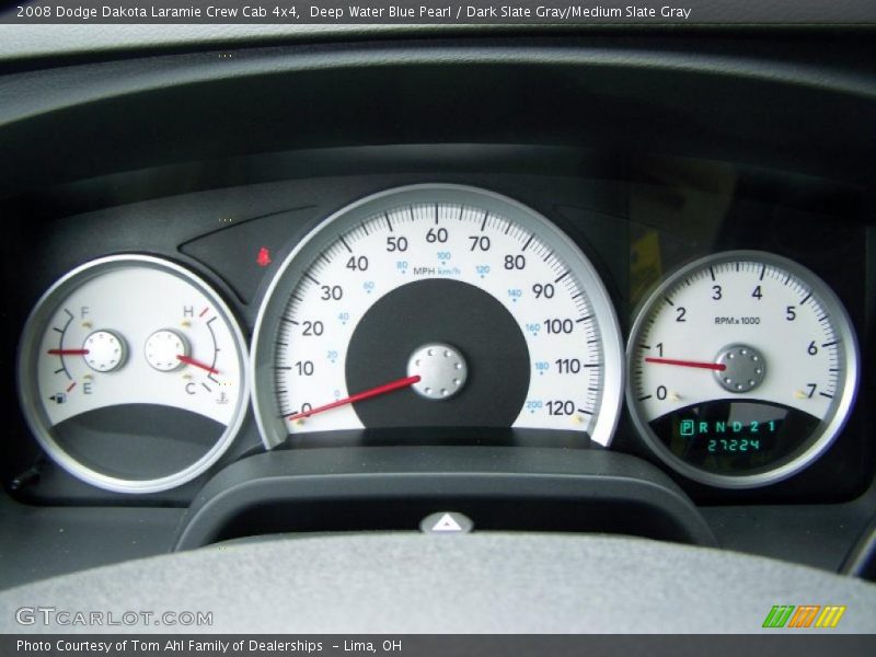 Deep Water Blue Pearl / Dark Slate Gray/Medium Slate Gray 2008 Dodge Dakota Laramie Crew Cab 4x4