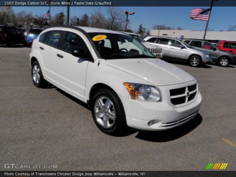 Stone White / Pastel Slate Gray/Red 2007 Dodge Caliber SXT