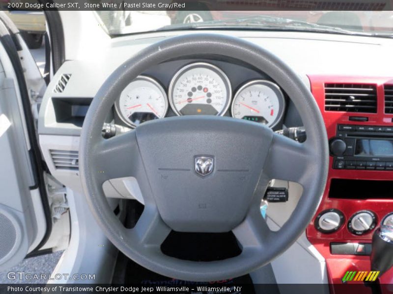 Stone White / Pastel Slate Gray/Red 2007 Dodge Caliber SXT