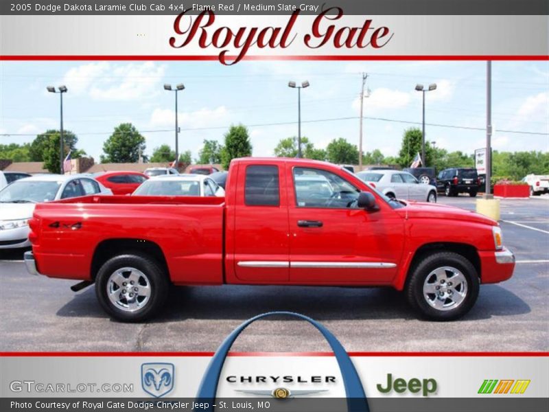 Flame Red / Medium Slate Gray 2005 Dodge Dakota Laramie Club Cab 4x4