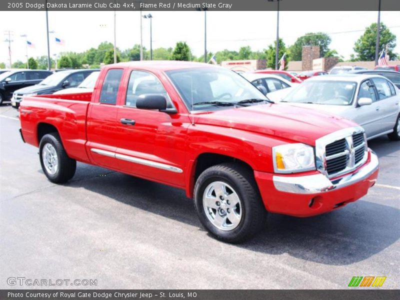 Flame Red / Medium Slate Gray 2005 Dodge Dakota Laramie Club Cab 4x4