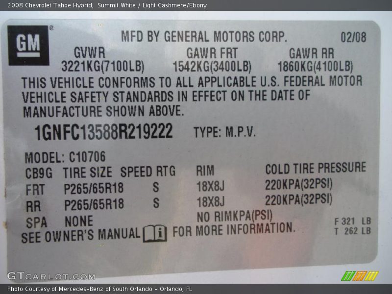 Summit White / Light Cashmere/Ebony 2008 Chevrolet Tahoe Hybrid