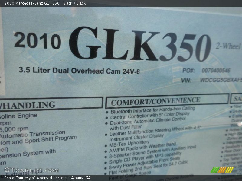 Black / Black 2010 Mercedes-Benz GLK 350