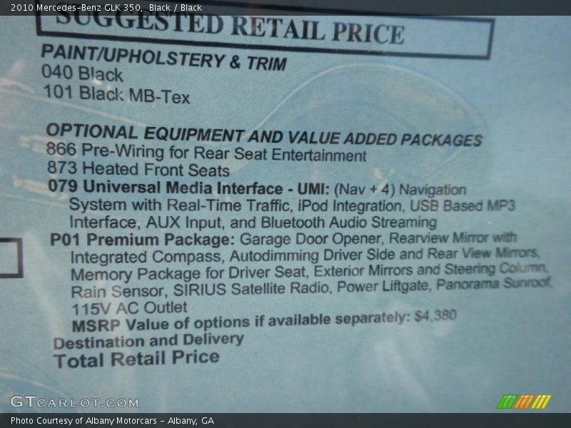 Black / Black 2010 Mercedes-Benz GLK 350