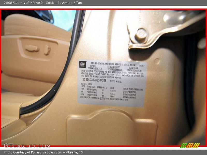 Golden Cashmere / Tan 2008 Saturn VUE XR AWD