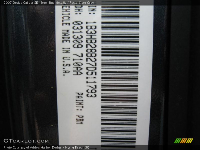 Steel Blue Metallic / Pastel Slate Gray 2007 Dodge Caliber SE