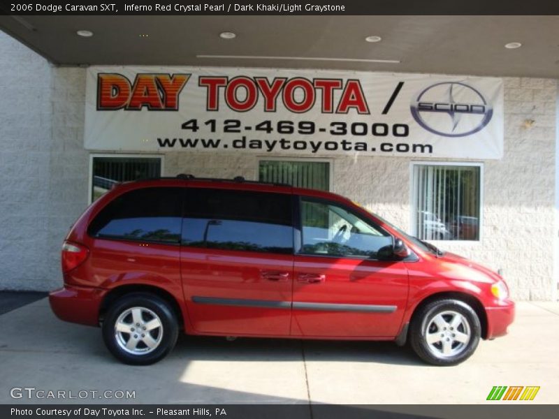 Inferno Red Crystal Pearl / Dark Khaki/Light Graystone 2006 Dodge Caravan SXT