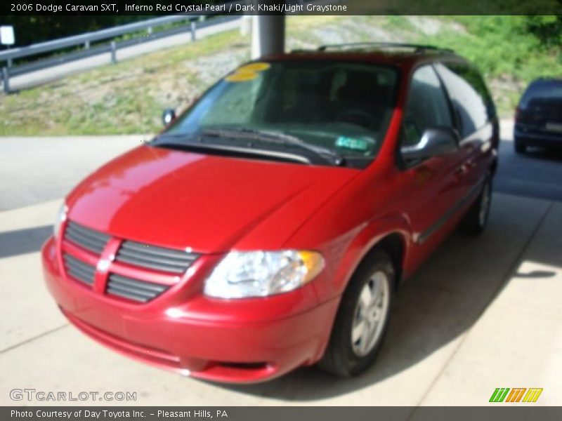 Inferno Red Crystal Pearl / Dark Khaki/Light Graystone 2006 Dodge Caravan SXT