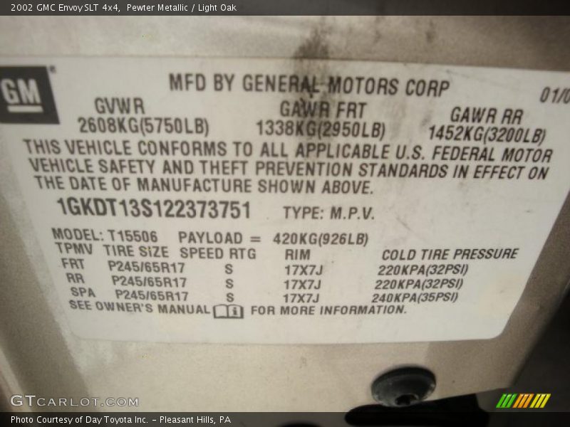 Pewter Metallic / Light Oak 2002 GMC Envoy SLT 4x4
