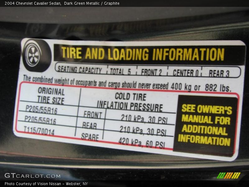 Dark Green Metallic / Graphite 2004 Chevrolet Cavalier Sedan