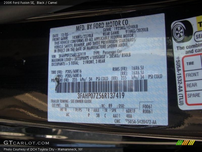Black / Camel 2006 Ford Fusion SE
