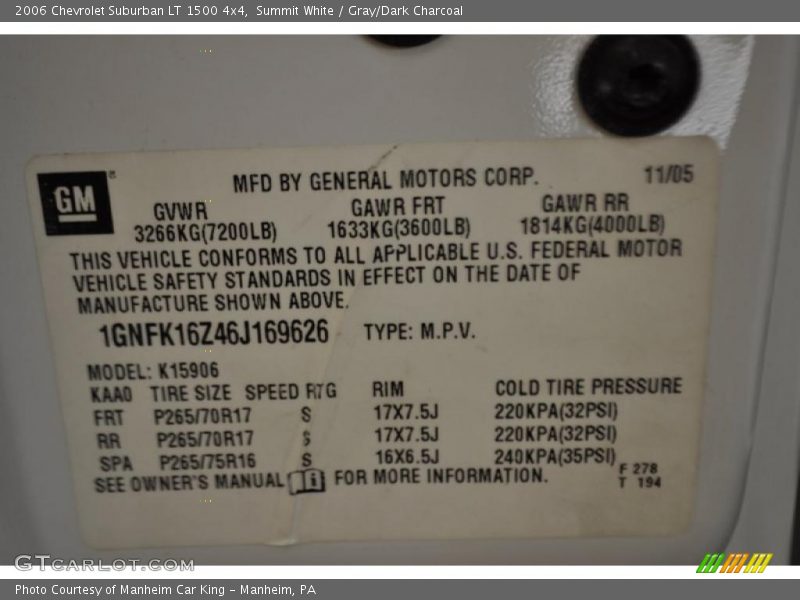 Summit White / Gray/Dark Charcoal 2006 Chevrolet Suburban LT 1500 4x4