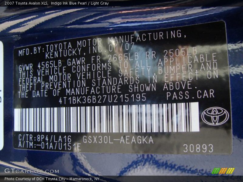 Indigo Ink Blue Pearl / Light Gray 2007 Toyota Avalon XLS