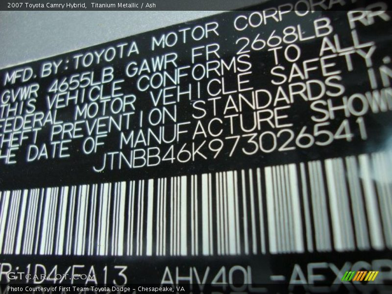 Titanium Metallic / Ash 2007 Toyota Camry Hybrid