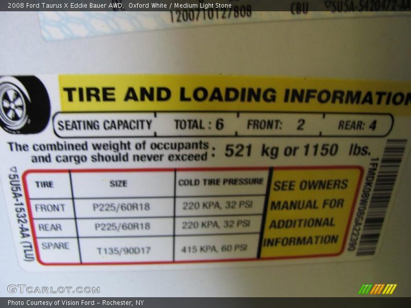 Oxford White / Medium Light Stone 2008 Ford Taurus X Eddie Bauer AWD