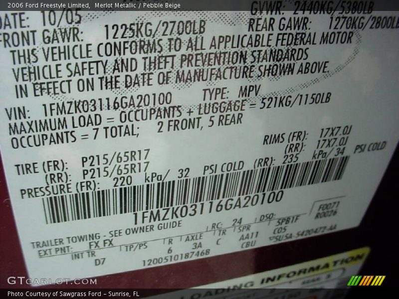 Merlot Metallic / Pebble Beige 2006 Ford Freestyle Limited