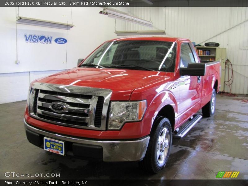 Bright Red / Stone/Medium Stone 2009 Ford F150 XLT Regular Cab