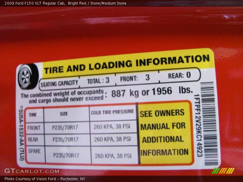 Bright Red / Stone/Medium Stone 2009 Ford F150 XLT Regular Cab