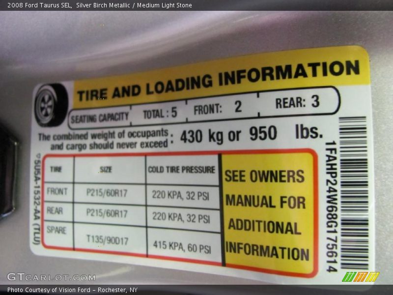 Silver Birch Metallic / Medium Light Stone 2008 Ford Taurus SEL