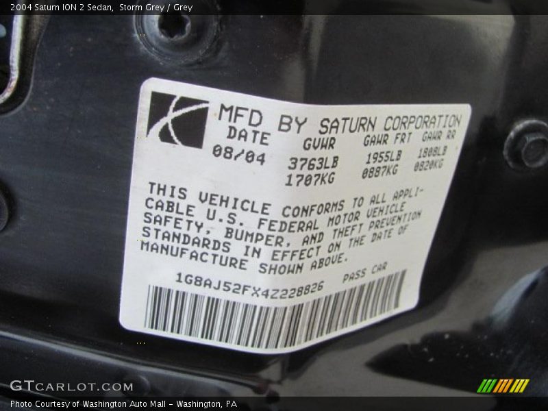 Storm Grey / Grey 2004 Saturn ION 2 Sedan