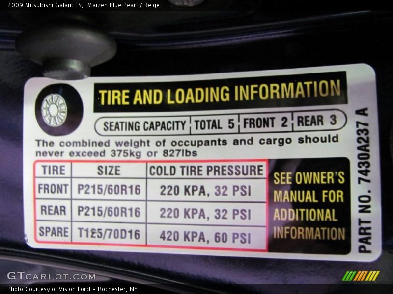 Maizen Blue Pearl / Beige 2009 Mitsubishi Galant ES