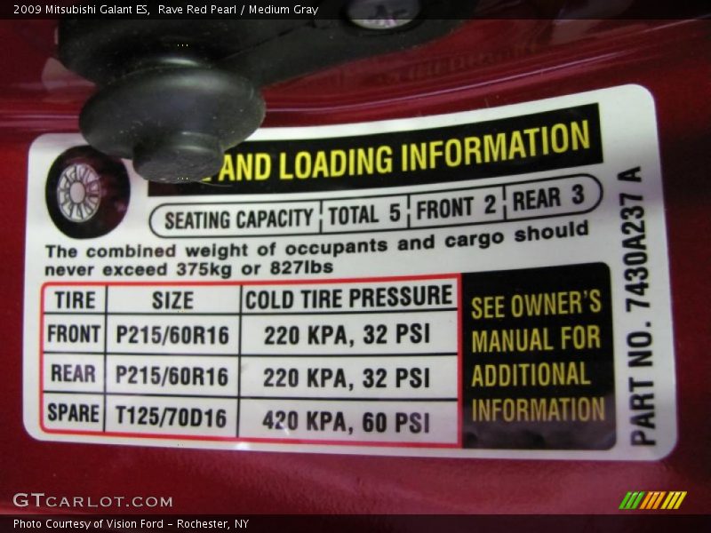 Rave Red Pearl / Medium Gray 2009 Mitsubishi Galant ES