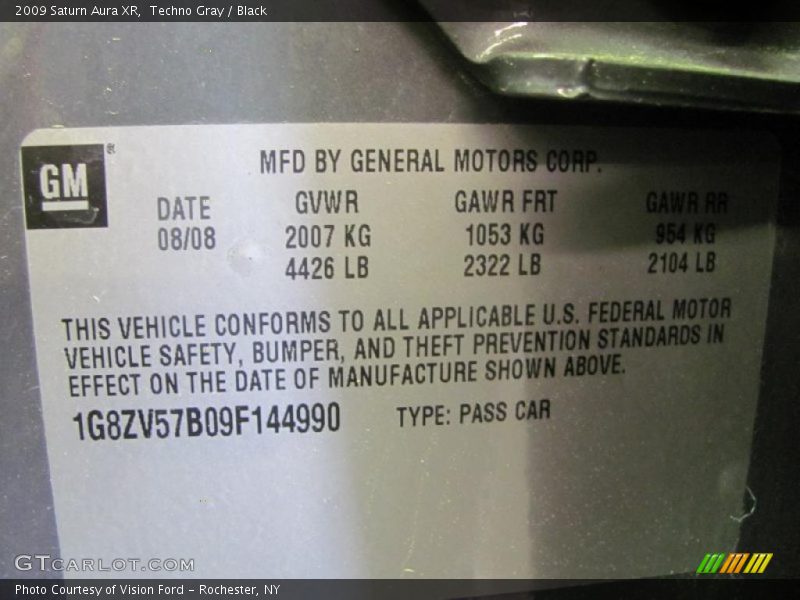 Techno Gray / Black 2009 Saturn Aura XR