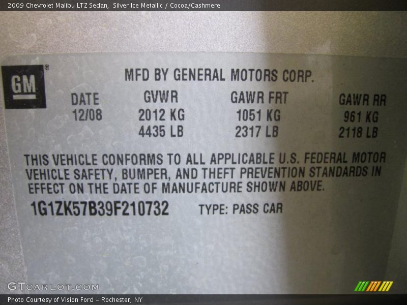 Silver Ice Metallic / Cocoa/Cashmere 2009 Chevrolet Malibu LTZ Sedan