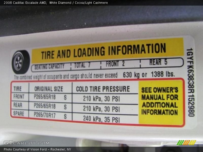 White Diamond / Cocoa/Light Cashmere 2008 Cadillac Escalade AWD