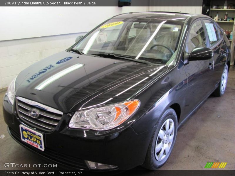 Black Pearl / Beige 2009 Hyundai Elantra GLS Sedan