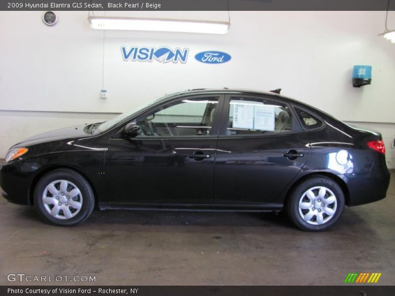 Black Pearl / Beige 2009 Hyundai Elantra GLS Sedan